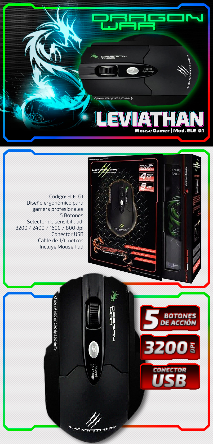 Leviathan | Dragon War - Gaming Mouse | ELE G1